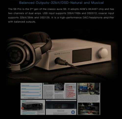 NEW! AUNE S6 pro 32/786K DSD512 DAC BALANCED HEADPHONE - Afbeelding 7