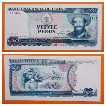 Cuba 20 Pesos 1991 110a Unc S/N 581853 - 0