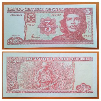 Cuba - 3 Pesos 2004 (#127_UNC Che Guevara SN 206464 - 0