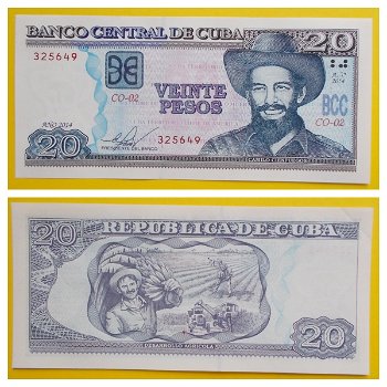 Cuba 20 Pesos 2014 P-122i AU S/N 325649 - 0