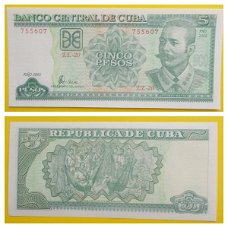 Cuba 5 Pesos 2002 P-116e Unc S/N 755607