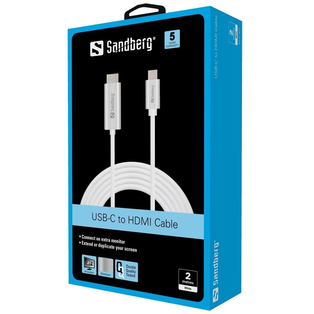 USB-C to HDMI Cable 2M voor aansluiting 2e scherm of televisie of projector op computer - Afbeelding 4
