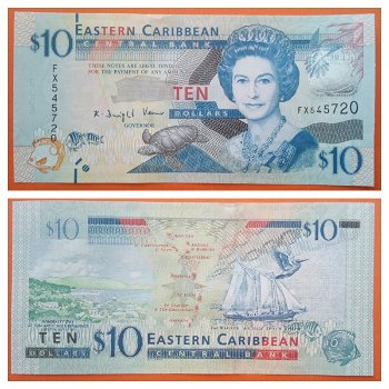 East Caribbean States 10 Dollars P-52a 2012 UNC S/N FX545720 - 0