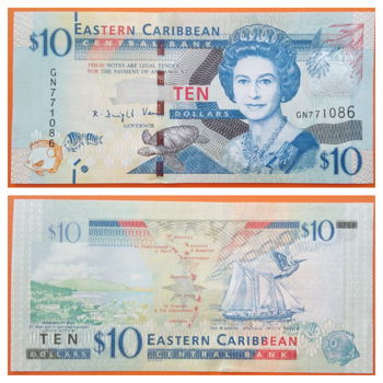 East Caribbean States 10 Dollars P-52b 2016 UNC S/N GN771086 - 0