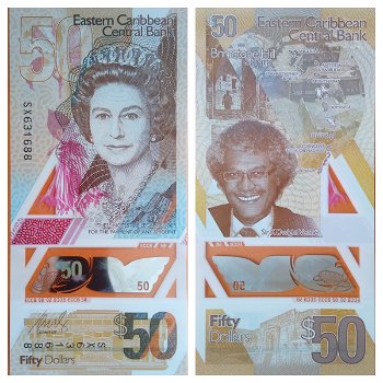 East Caribbean States 50 Dollars 2019 Polymer UNC S/N SX631688 - 0