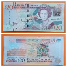 East Caribbean 20 Dollars ND(2016) P-53b UNC S/N NX246103
