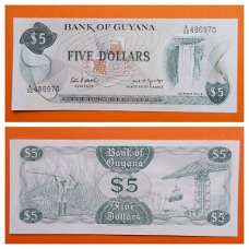Guyana 5 Dollars ND(1992) P-22f, UNC