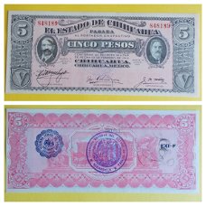 Mexico CHIHUAHUA 5 Pesos P S532A 1915 UNC