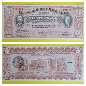 Mexico Estado de Chihuahua 20 Pesos #S0537b UNC - 0
