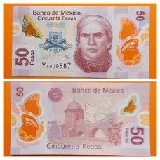 Mexico 50 Pesos p-123A 2016 (Serie V) UNC Polymer  
