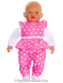 Baby Born 32 cm 4 dlg. Setje roze/wit/sterretjes