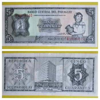 Paraguay 5 Guaranies P 195b (L 1952) P-195b UNC - 0