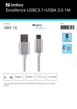 Excellence USB C 3.1 > USB A 3.0 1M Laad uw USB-C-apparaat vanaf een USB-A bron.