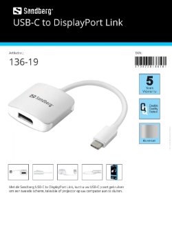 USB-C to DisplayPort Link USB-C poort aansluiten tweede scherm, televisie of projector op computer