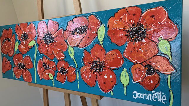 Poppy’s 40x120 dikke verf kunst artwithpassion - Afbeelding 3