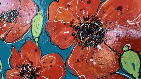 Poppy’s 40x120 dikke verf kunst artwithpassion - Afbeelding 4