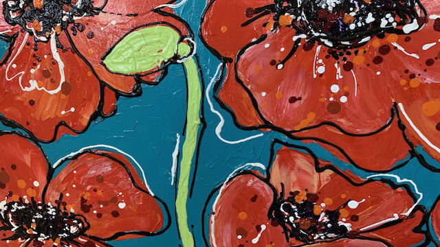 Poppy’s 40x120 dikke verf kunst artwithpassion - Afbeelding 5