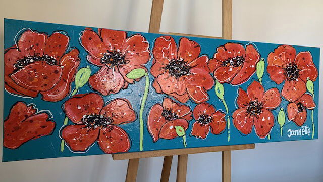 Poppy’s 40x120 dikke verf kunst artwithpassion - Afbeelding 6