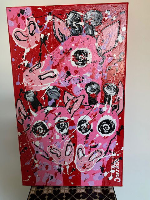 Giraffen dikke verf schilderij - Afbeelding 2