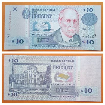 Uruguay 10 Pesos Uruguayos 1998 P-81 Unc S/N 04992727 - 0