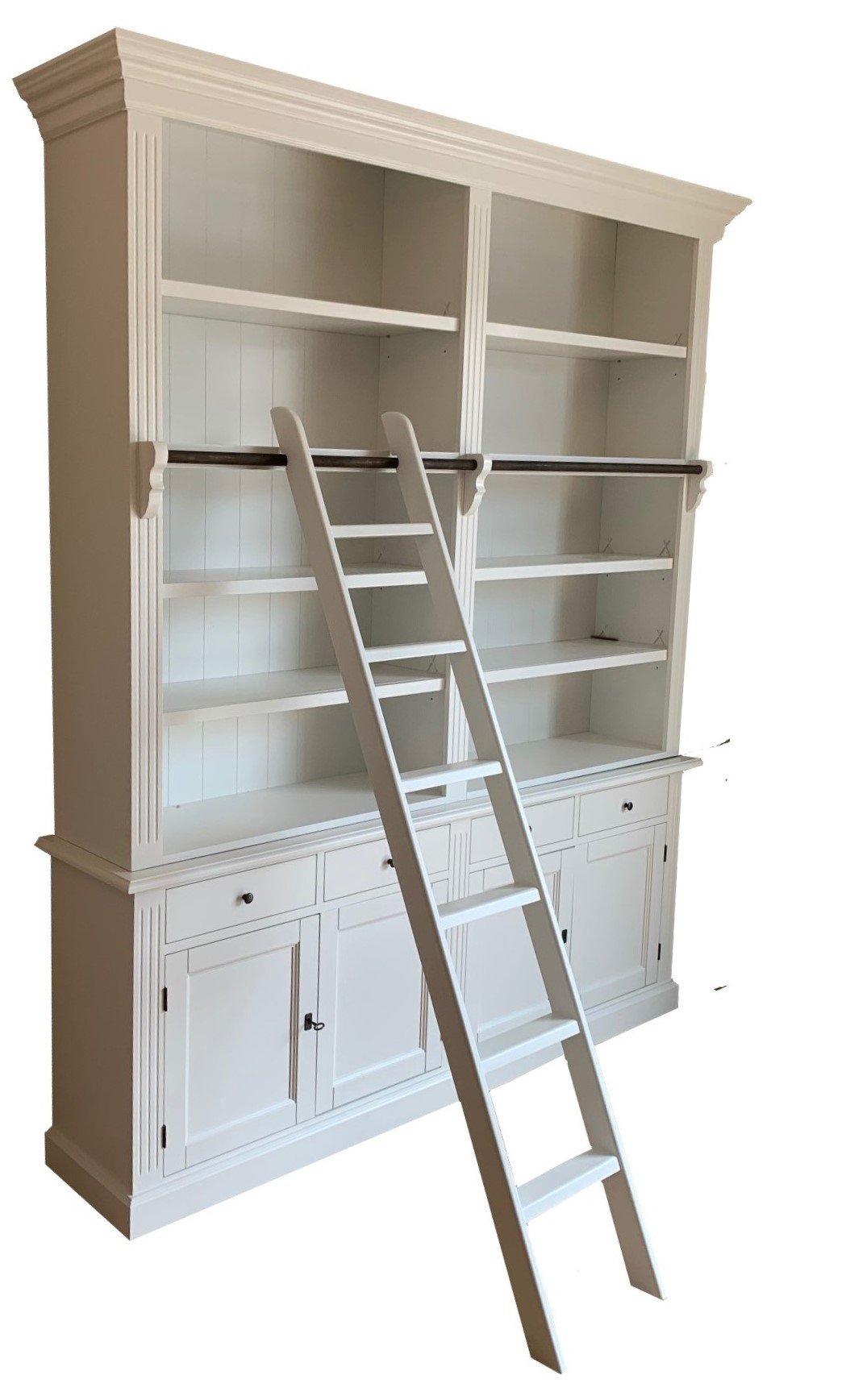 Witte boekenkast model Kesteren met trap 200 x 240cm - nr. 1
