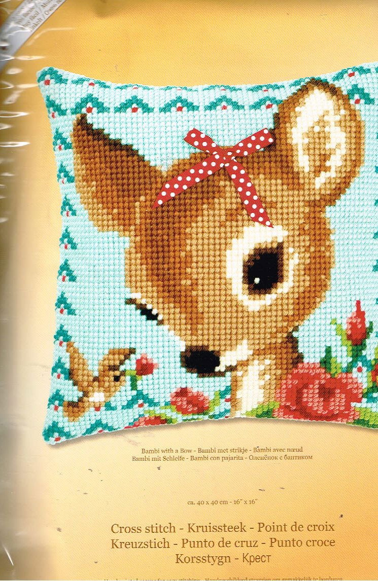 VERVACO BORDUURPAKKET KUSSEN, BAMBI met STRIKJE - nr. 1