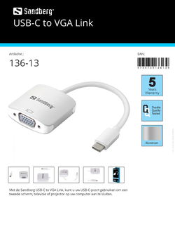 USB-C to VGA Link USB-C-poort aansluiting twee scherm televisie of projector