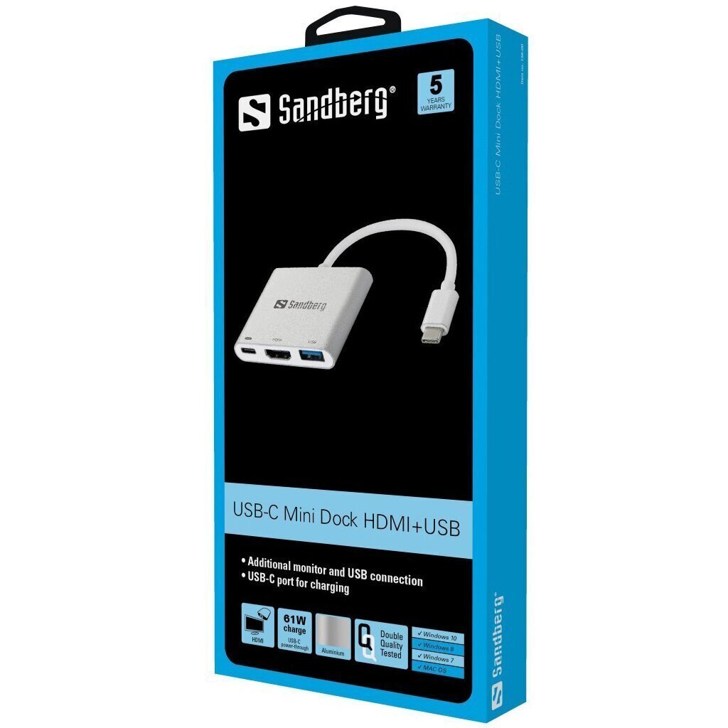 USB-C Mini Dock HDMI + USB USB-C poort om tweede scherm, TV, projector op computer aansluiten - Afbeelding 4