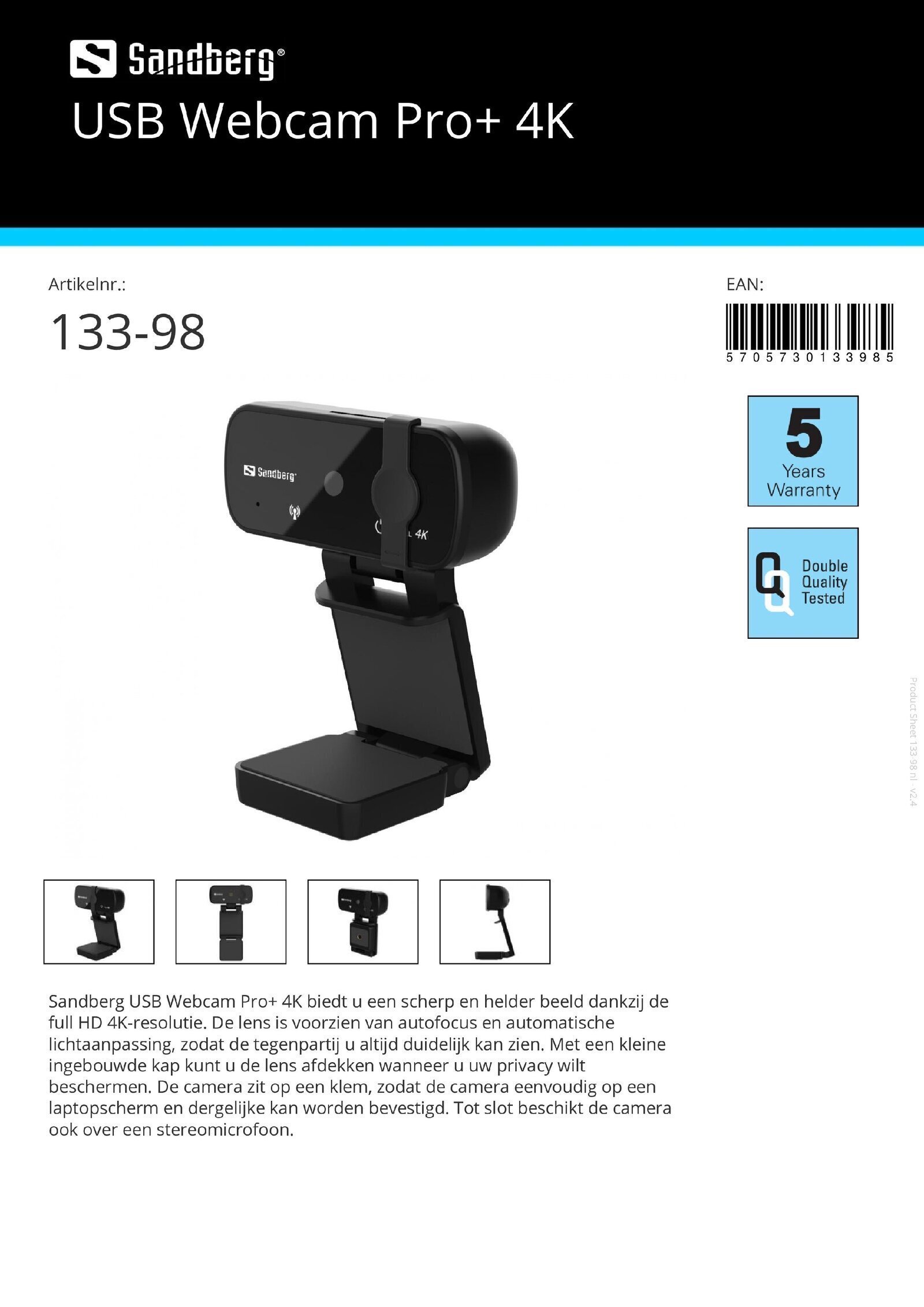 USB Webcam Pro + 4K full HD 4K-resolutie scherp en helder beeld dankzij de full HD 4K-resolutie - nr. 1