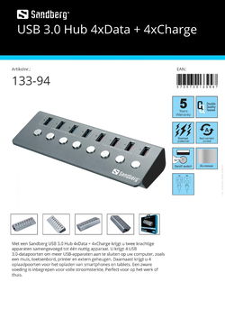 USB 3.0 Hub 4x Data + 4x Charge
