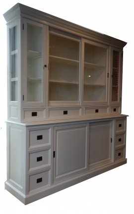 Grote landelijk witte buffetkast 225 x 220cm soft close laden - nr. 1