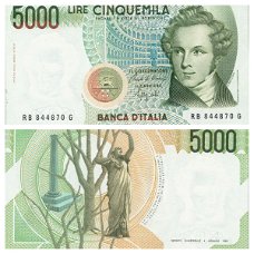 Italie 5000 lire 1985 P-111b UNC