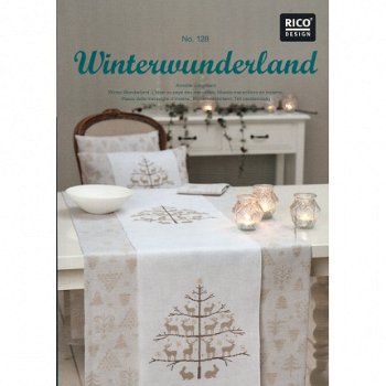 Borduurpakket Tafel/Dekservet telstof LANDHUISFLAIR NIEUW ! - 2