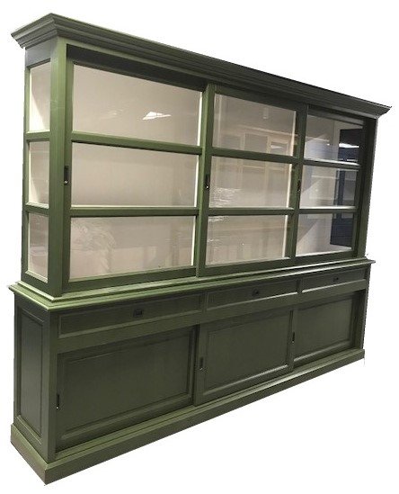 Buffetkast Sneek Olijf groen - wit 300 x 50/40 x 220cm - nr. 1