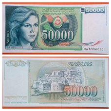 Joegoslavia 50,000 Dinara P 96 1988 UNC  SN BA696053