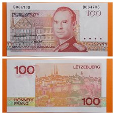Luxembourg 100 Francs P 58 b (1986-1993) UNC 