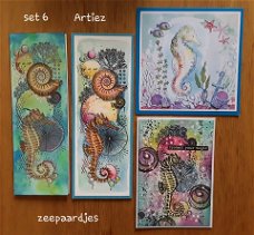 Setje 6 Artiez cards Zeepaardjes