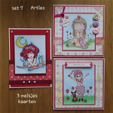 Set 7 Artiez cards met meisjes