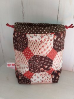 mini handwerktjasje retro bruin oranje met bloemetjes