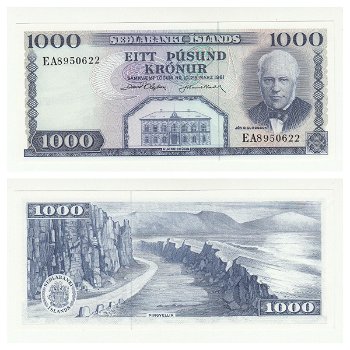 IJsland/Iceland 1000 kronur 1961 P-46 sign.38 Unc - 0