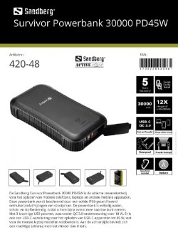 Survivor Powerbank 30000 PD45W opladen mobiele telefoon, mobiele apparaten en laptop