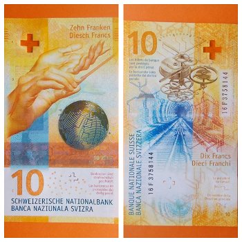Zwitzerland 10 Francs 2016 P-75 Unc SN 16F3758144 - 0