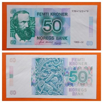 Noorwegen 50 Kroner 1989 P42e Au O Vinje - 0