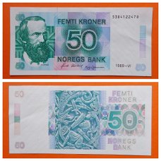Noorwegen 50 Kroner 1989 P42e Au O Vinje