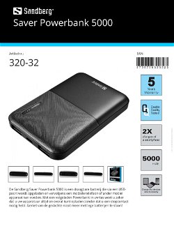 Saver Powerbank 5000 draagbare batterij mobiele telefoon of ander mobiel apparaat kan voeden