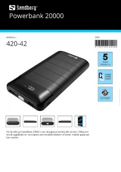 Powerbank 20000 draagbare batterij via USB-poort opgeladen voeden mobiele telefoon of ander mobiel