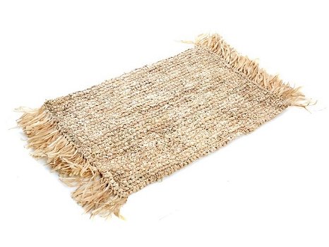 Mooie Boho Placemat Fringe Raffia in naturel of zwart - 0