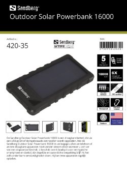 Outdoor Solar Powerbank 16000 via USB-poort of ingebouwde zonnecellen draagbare batterij smartphone
