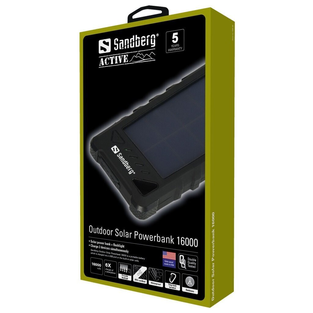 Outdoor Solar Powerbank 16000 via USB-poort of ingebouwde zonnecellen draagbare batterij smartphone - Afbeelding 5