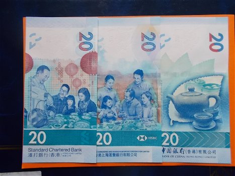 Hong Kong 20 Dollars 2019 P-New SET 3 Bankbiljetten UNC - 0